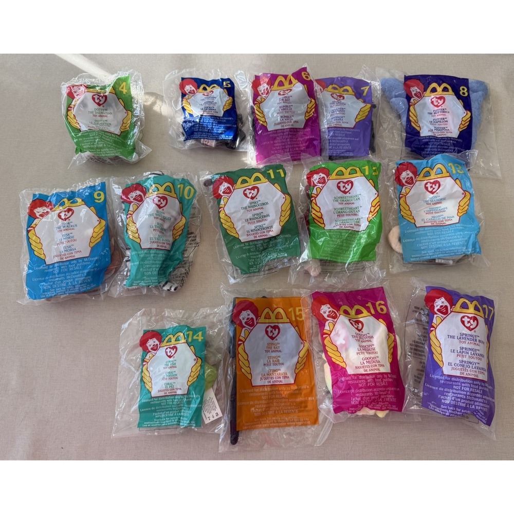 2000 McDonalds Ty Teenie Beanie Babies Lot #4-17 Sealed 14pc Set New In Bags